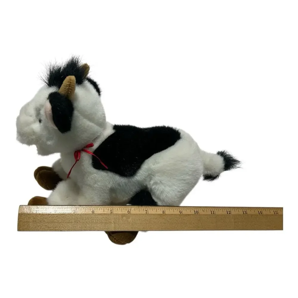 Gund Cow Daisy Black White Plush 10” 1993 Red Ribbon Bow